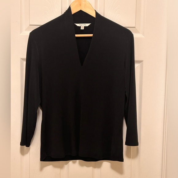 Ingenuity black 3/4 sleeve, v neck blouse size Medium. - Picture 2 of 7